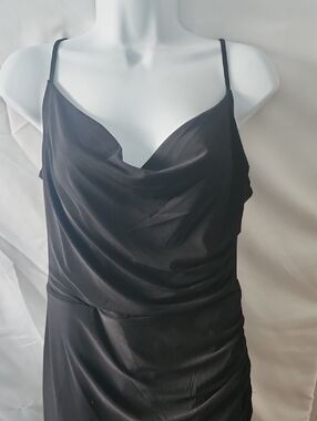 Laundry By Shelli Segal Black Slip Dress with Cowl Neck